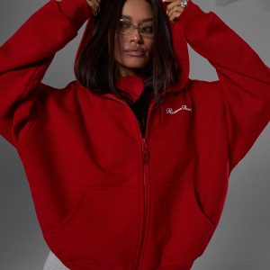 ZIP HOODIE “QUIET WEALTH” | RED