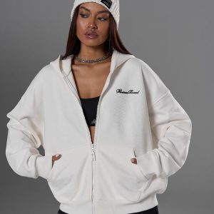 ZIP HOODIE “QUIET WEALTH” | MILK